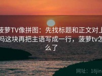 菠萝TV像拼图：先找标题和正文对上吗这块再把主语写成一行，菠萝tv怎么了