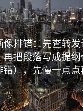 虫虫漫画像排错：先查转发语有没有再加工，再把段落写成提纲骨架（像在排错），先慢一点点再读