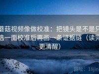 蘑菇视频像做校准：把镜头是不是只选一面校准后再画一条证据链（读完更清醒）